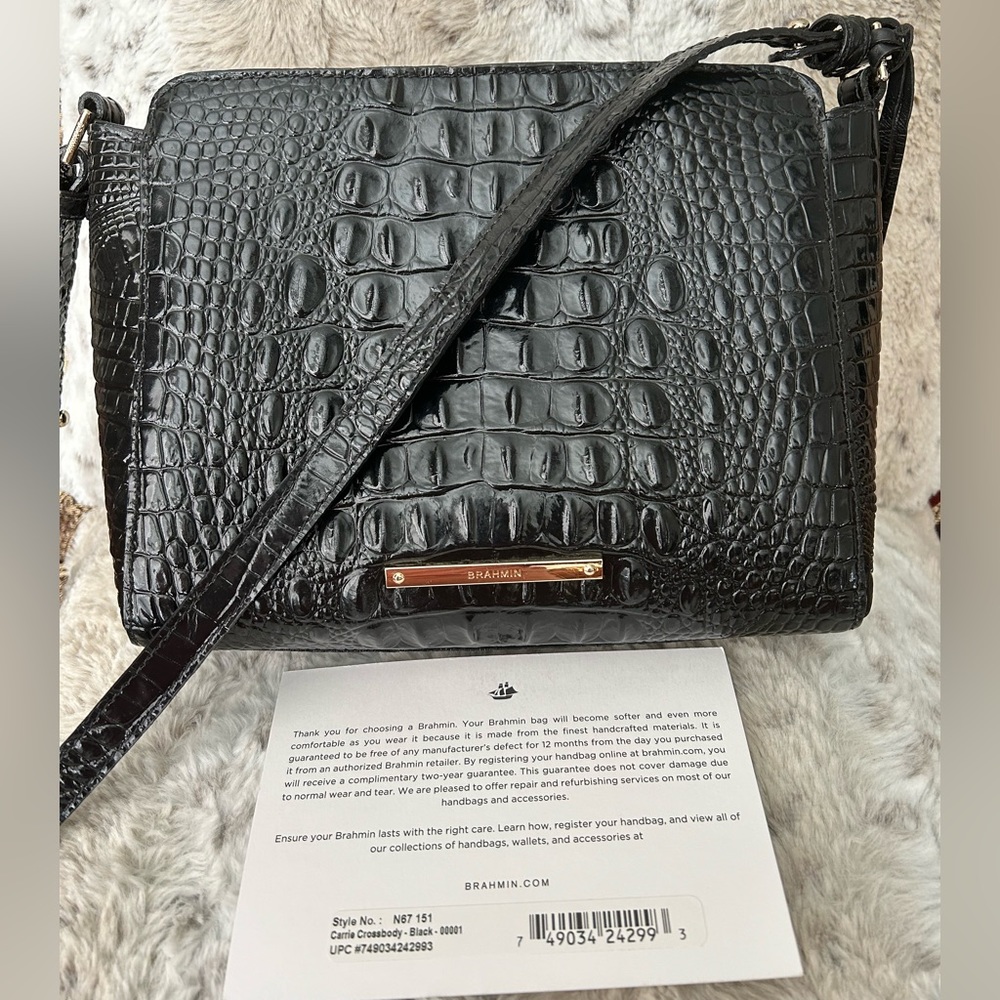 Brahmin Carrie Black Melbourne Crossbody in EUC!